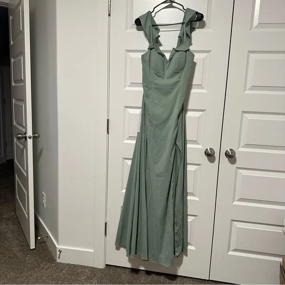 Azazie Arela Dress Stretch Matcha Green A12 - Picture 5 of 11